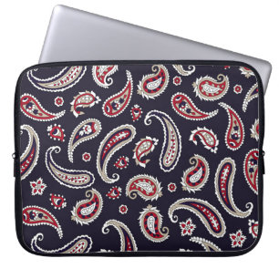 Traditional Indian paisley, navy pattern. Laptop Sleeve