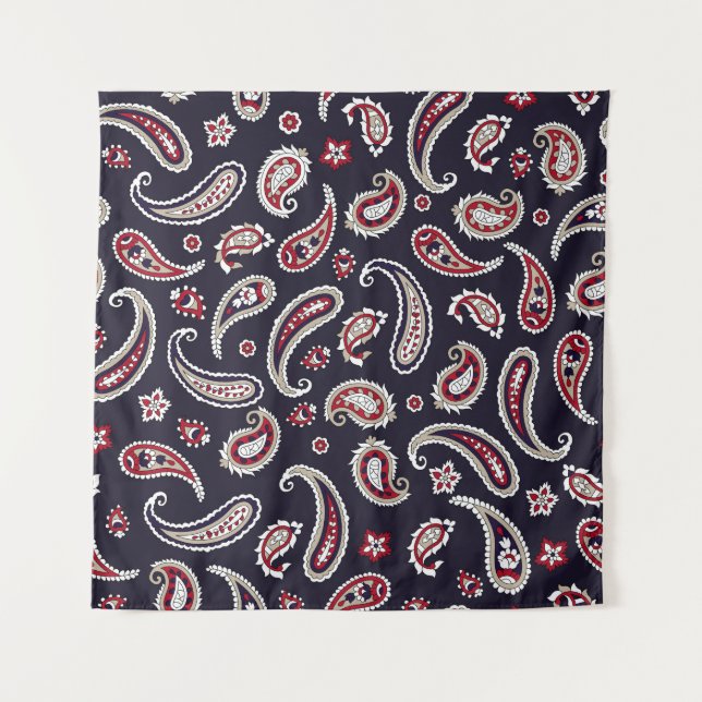 Traditional Indian paisley, navy pattern. Tapestry (Front)