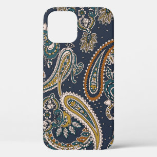 Traditional Indian Paisley pattern on backgroundpa iPhone 12 Case