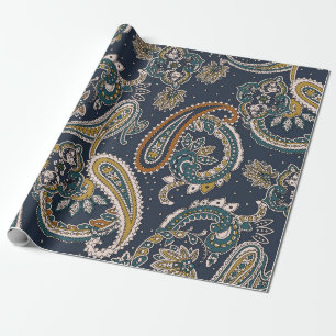 Traditional Indian Paisley pattern on backgroundpa Wrapping Paper