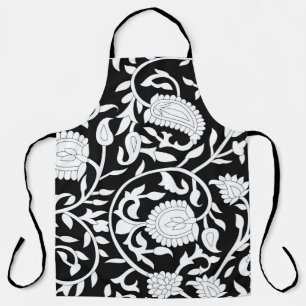 Traditional indian paisley pattern on black and wh apron