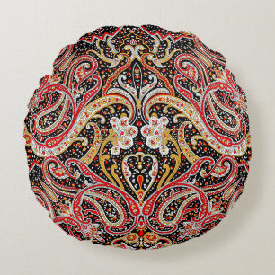 traditional indian paisley pattern round cushion
