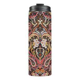 traditional indian paisley pattern thermal tumbler
