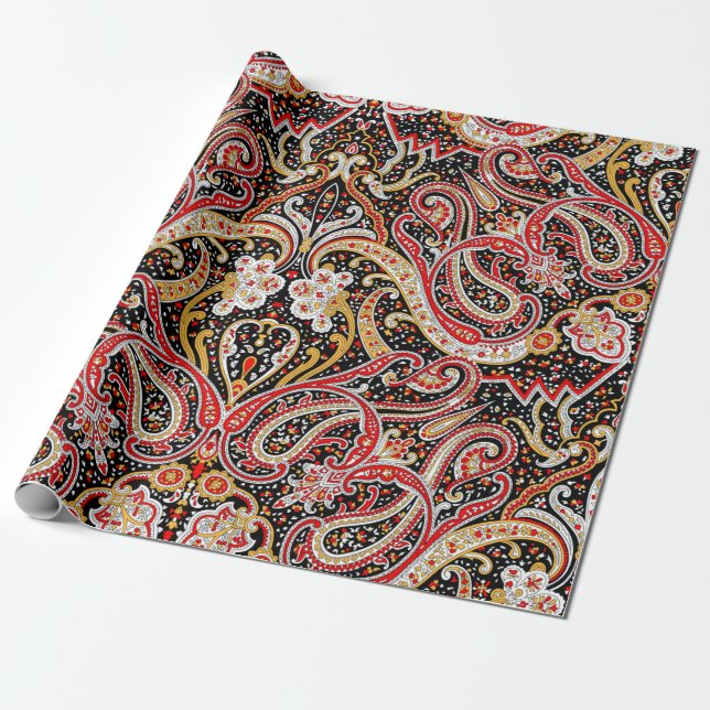 traditional indian paisley pattern wrapping paper (Unrolled)