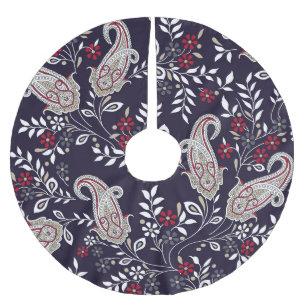 Traditional Indian paisley, seamless pattern. Brushed Polyester Tree Skirt