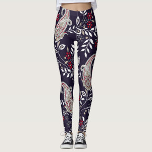 Traditional Indian paisley, seamless pattern. Leggings