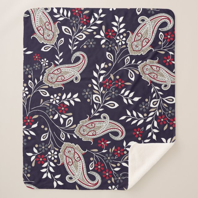 Traditional Indian paisley, seamless pattern. Sherpa Blanket (Front)