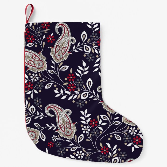 Traditional Indian paisley, seamless pattern. Small Christmas Stocking (Front)