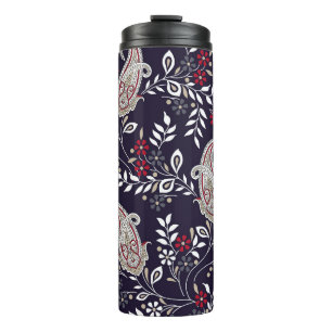 Traditional Indian paisley, seamless pattern. Thermal Tumbler