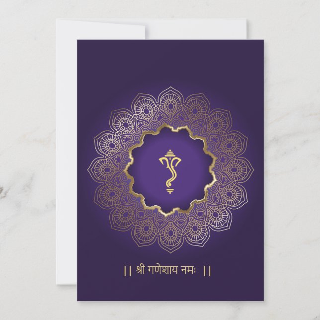 Traditional Indian royal blue golden wedding invit Holiday Card (Front)