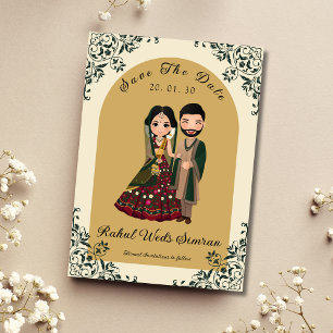 Traditional Indian save the date card