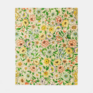 Traditional Indian Spring Floral Design Fleece Blanket
