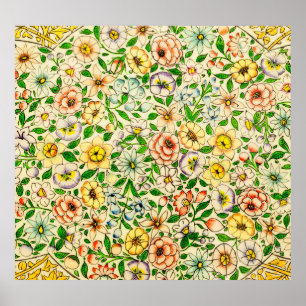 Traditional Indian Spring Floral Design Poster