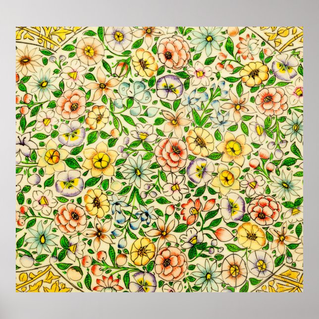 Traditional Indian Spring Floral Design Poster (Front)