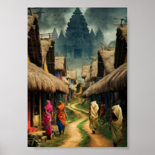 Traditional Indian Village digital download art Poster