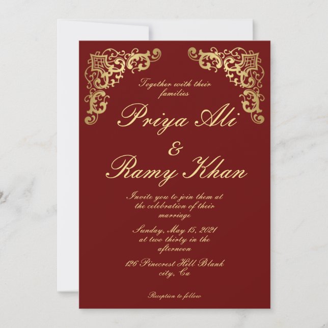Traditional Indian Wedding Invitation (Front)