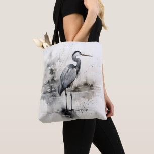 Traditional Ink Heron Tote Bag