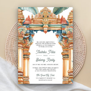 Traditional Intricate Arch South Indian Wedding Invitation