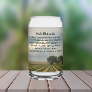 Traditional Irish Blessing Farmland Landscape Can Glass