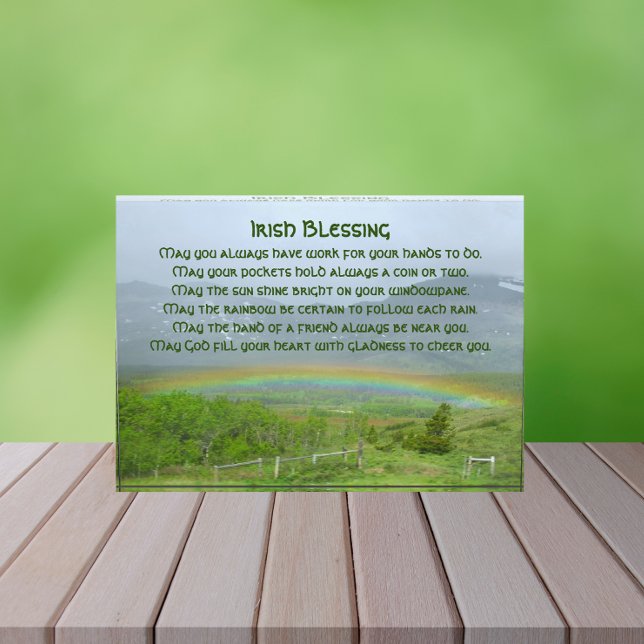 Traditional Irish Blessing Valley Rainbow Photo Block (In Situ)