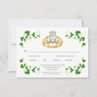 Traditional Irish Claddagh Ring and Shamrocks