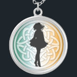 Traditional Irish Dancer Necklace<br><div class="desc">Traditional Irish dancer silhouette on a celtic and Irish flag background. Perfect for the dancer in your life.</div>