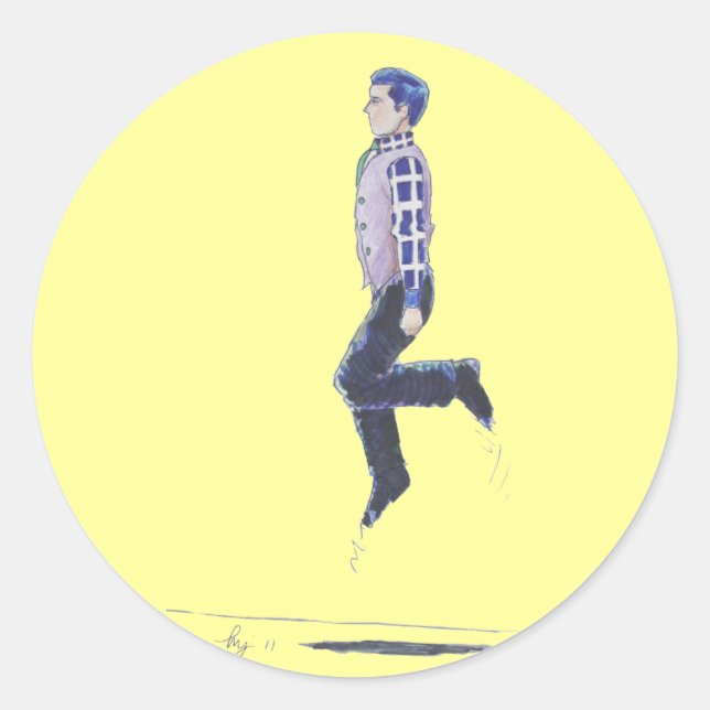 Traditional Irish Dancing Cartoon Classic Round Sticker (Front)