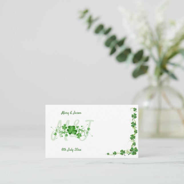 Traditional Irish Shamrock Celtic Clover Place Card (Standing Front)
