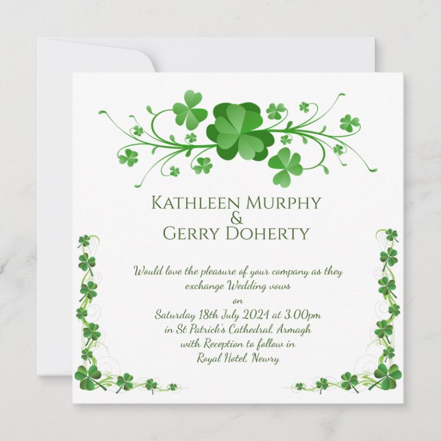 Traditional Irish Shamrocks Celtic Clover Invitation (Front)