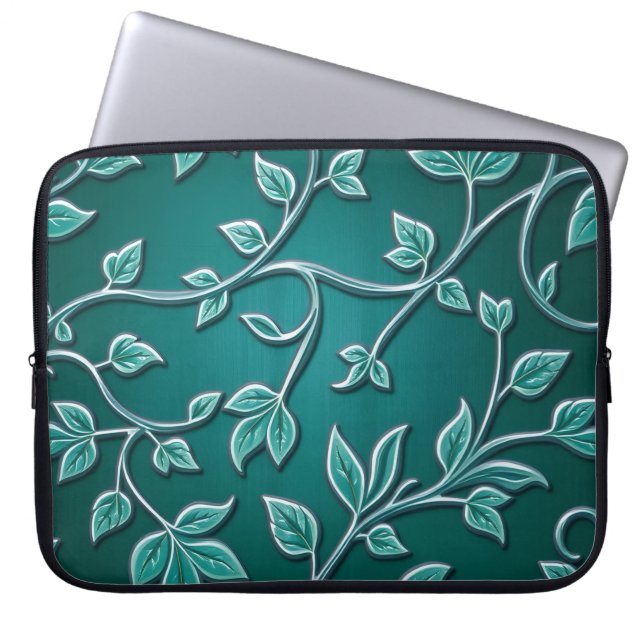 Traditional Islamic Botanical Pattern Laptop Sleeve (Front)