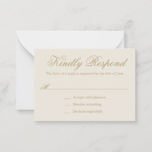 Traditional Ivory Formal Elegant Mini Wedding RSVP Card