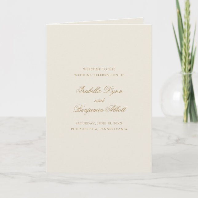 Traditional Ivory Formal Elegant Wedding Programme (Front)