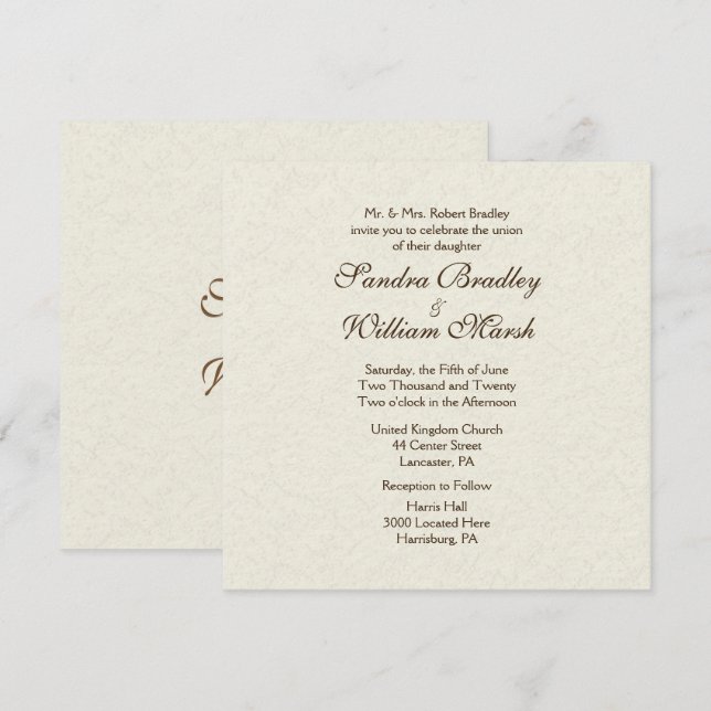 Traditional Ivory Wedding Invitation (Front/Back)