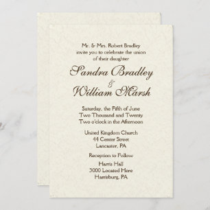 Traditional Ivory Wedding Invitation 5" x 7"
