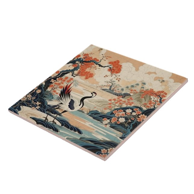 Traditional Japan Kutani Ornamental Art 15 Tile (Side)
