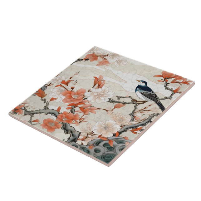 Traditional Japan Kutani Ornamental Art 2 Tile (Side)