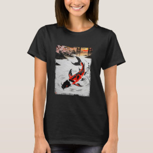 Traditional Japan Themed Sumi Ink Koi Fish Art T-Shirt