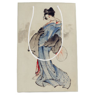 Traditional Japanese Art of Geisha in Kimono Medium Gift Bag