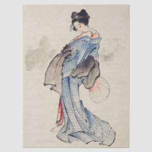 Traditional Japanese Art of Geisha in Kimono Tissue Paper