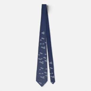 Traditional Japanese blue wave patterned Tie