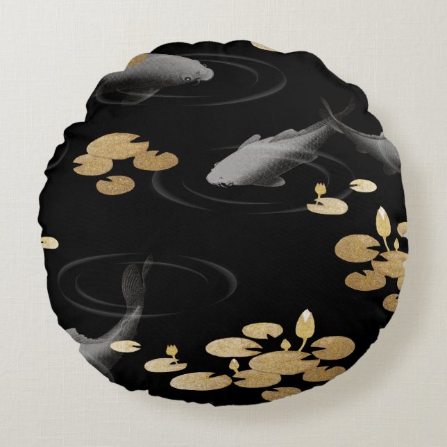 Traditional Japanese carp Round Pillow (Front)