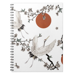 Traditional Japanese crane with plum blossom  Notebook