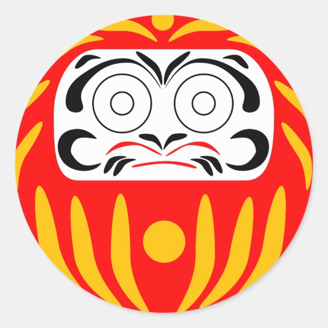 Traditional japanese daruma doll classic round sticker (Front)