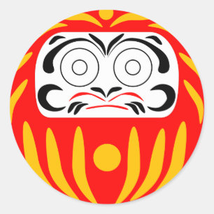 Traditional japanese daruma doll classic round sticker