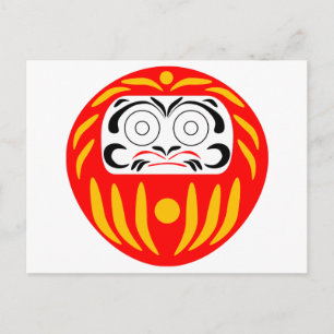 Traditional japanese daruma doll postcard