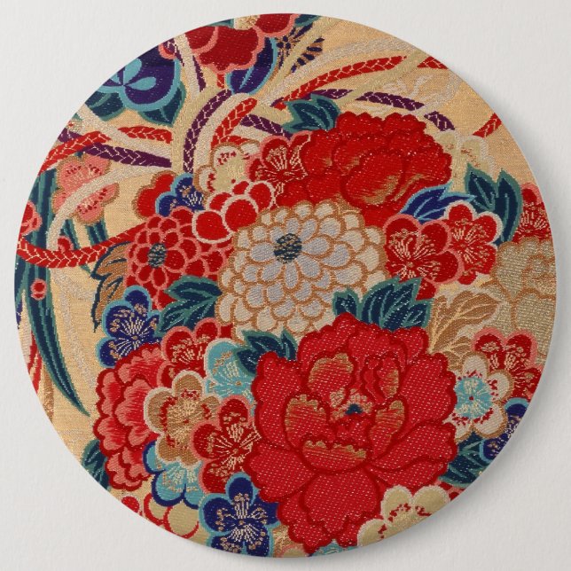 Traditional Japanese fabric design 6 Cm Round Badge (Front)