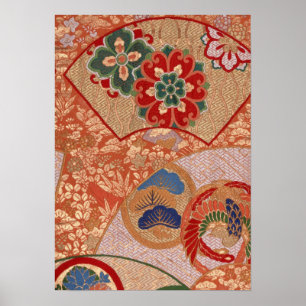 Traditional Japanese fabric design Poster