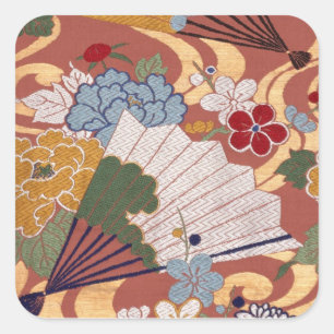 Traditional Japanese fabric design Square Sticker