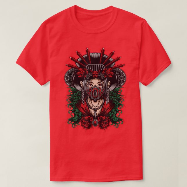 Traditional Japanese Geisha Japan Mask  T-Shirt (Design Front)