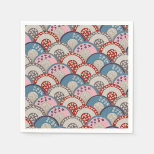 Traditional Japanese geometric motif blue pink   Napkin